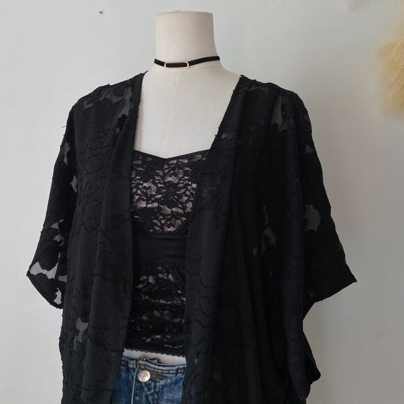 Maurices Womens Sheer Mesh Open Cardigan Size S/M Whimsigoth Festival Long Line - Picture 3 of 12